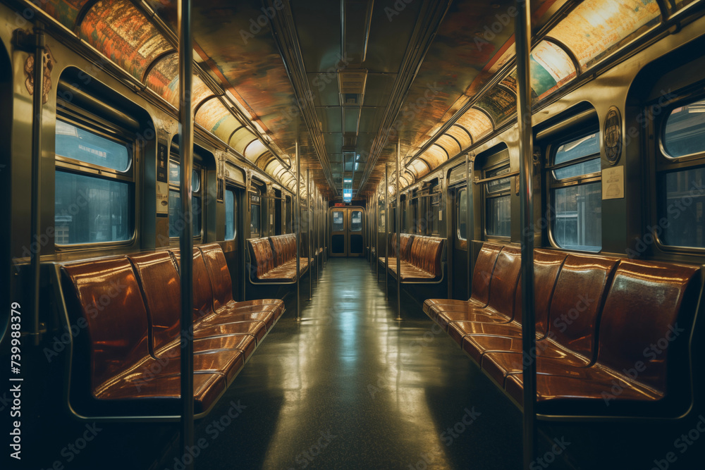 Interior of an old subway train