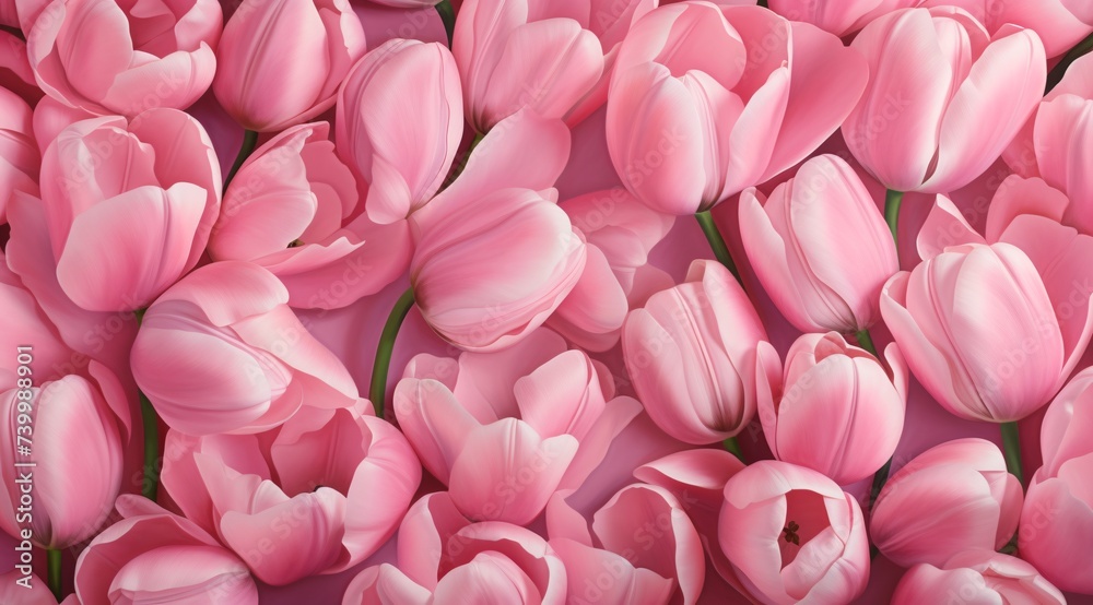 a group of pink tulips
