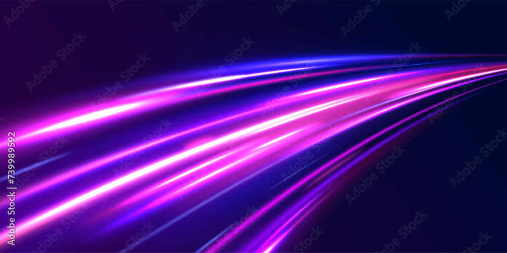 Neon rays vector abstract background. Futuristic technological style. Abstract background with speed lines. Vector illustration. Futuristic. The light lines of the road are blue png