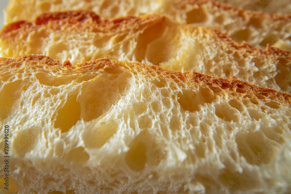 Detailed view of the texture of a slice of bread. Detailed view of the texture of a slice of bread.