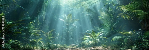 Lush, vibrant, dense jungle underbrush texture, Background Image, Background For Banner photo