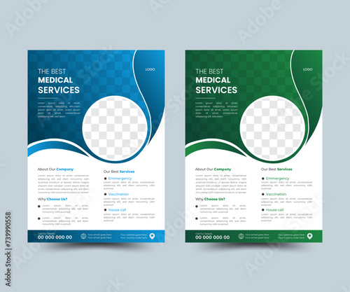 Modern creative business travel, medical, fitness, real estate printable vector flyer design template
