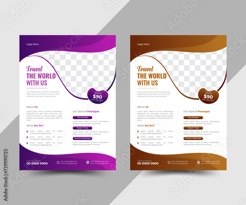 Modern creative business travel, medical, fitness, real estate printable vector flyer design template