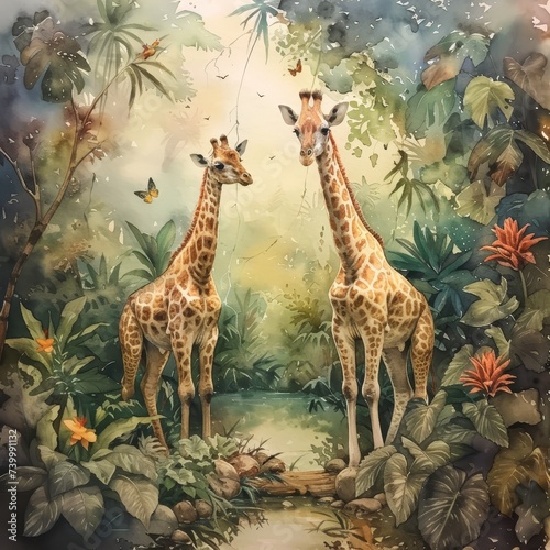 Exotic animals in their habitat watercolor bringing the wild to life