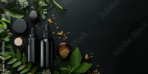 Product Flat Lay on Black Background