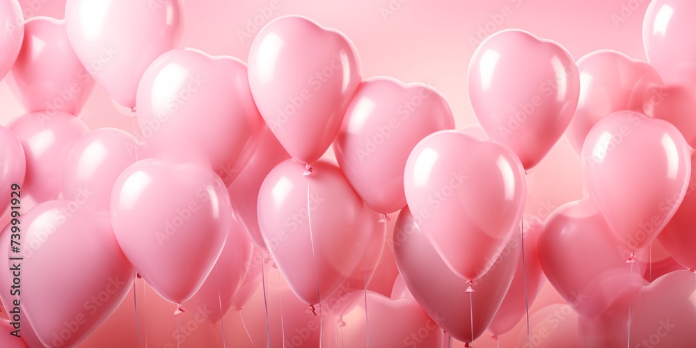 a group of pink balloons