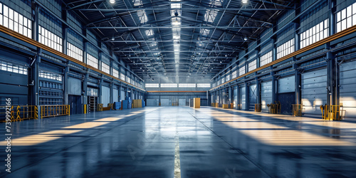 view of large modern industrial interior warehouse