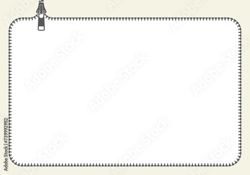 Vector black zipper formed frame. Diploma, certificate. Isolated on white background.