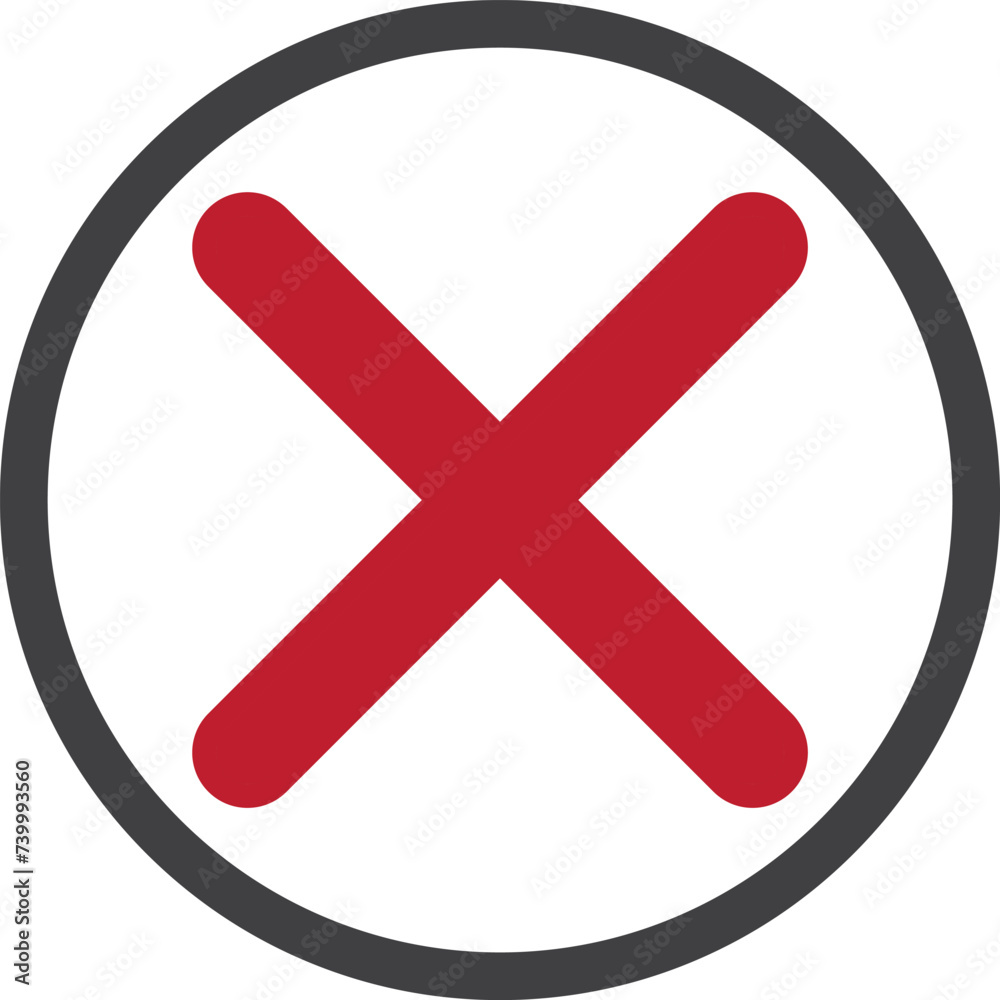 Red cross mark icon. Editable vector illustration outline stroke. Red cross mark icon. Editable vector illustration outline stroke.