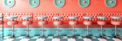 Retro diner pattern with 50s style elements and colors, Background Image, Background For Banner