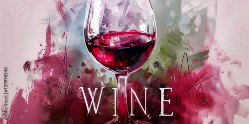 write WINE in wine background style