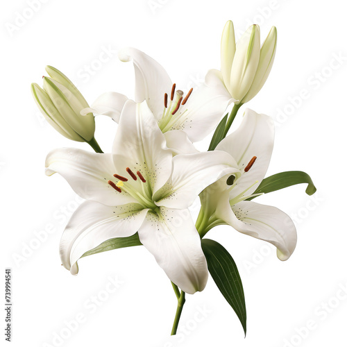 Beautiful lily flowers isolated on white