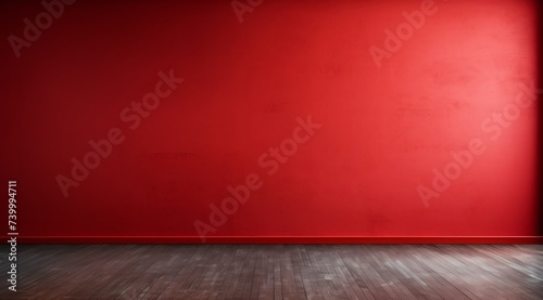 a red wall and wooden floor