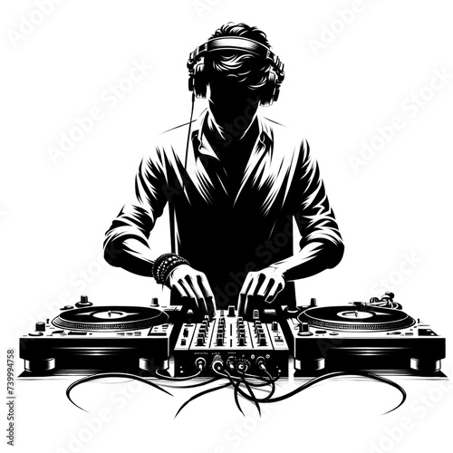 dj turntable and vinyl record on a transparent bacgroud, generative ai