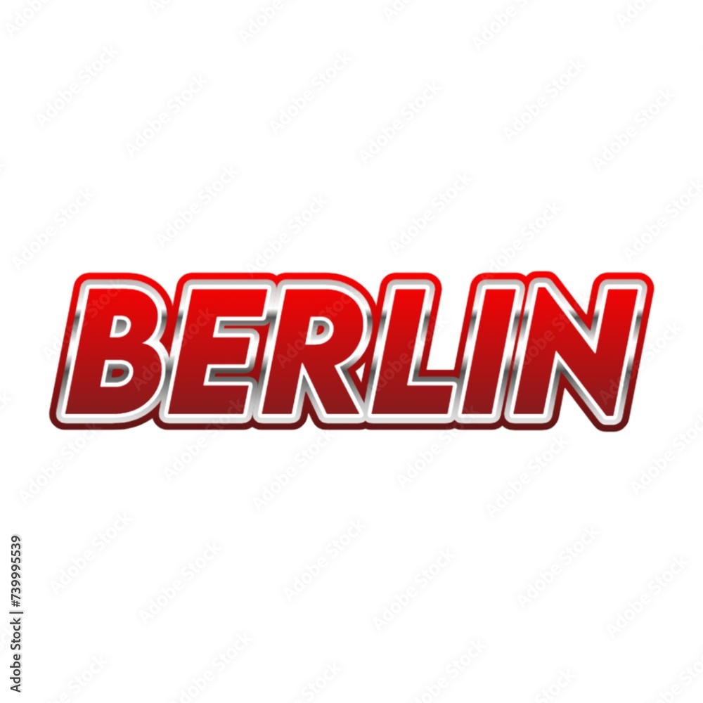 3D Berlin text on white background