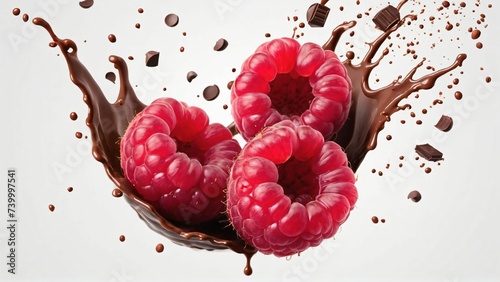 Raspberry with pieces and splashes of chocolate