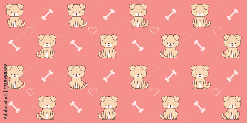 Seamless pattern with cute dog . Cute animals in kawaii style. Drawings for children. vector illustration