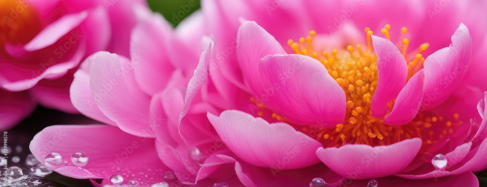 Macro Shot of Dew Pink Peony in Full Bloom Macro Shot of Dew Pink Peony in Full Bloom
