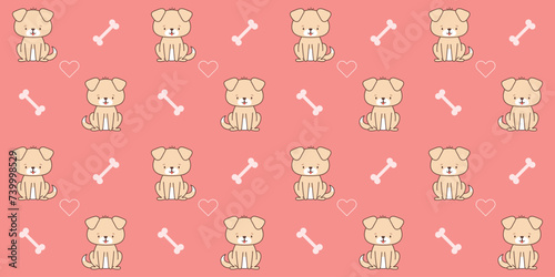 Seamless pattern with cute dog . Cute animals in kawaii style. Drawings for children. vector illustration