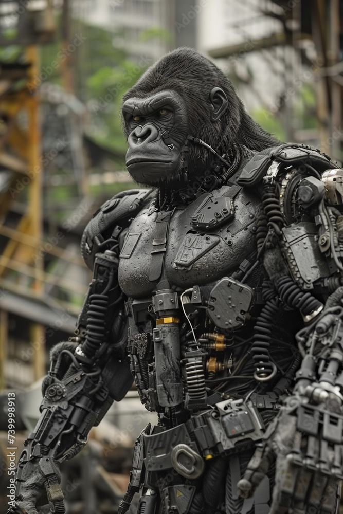 Cybernetically enhanced Gorilla built for research or war