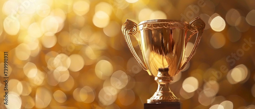 Trophy gleaming against a bokeh backdrop, a symbol of achievement and recognition