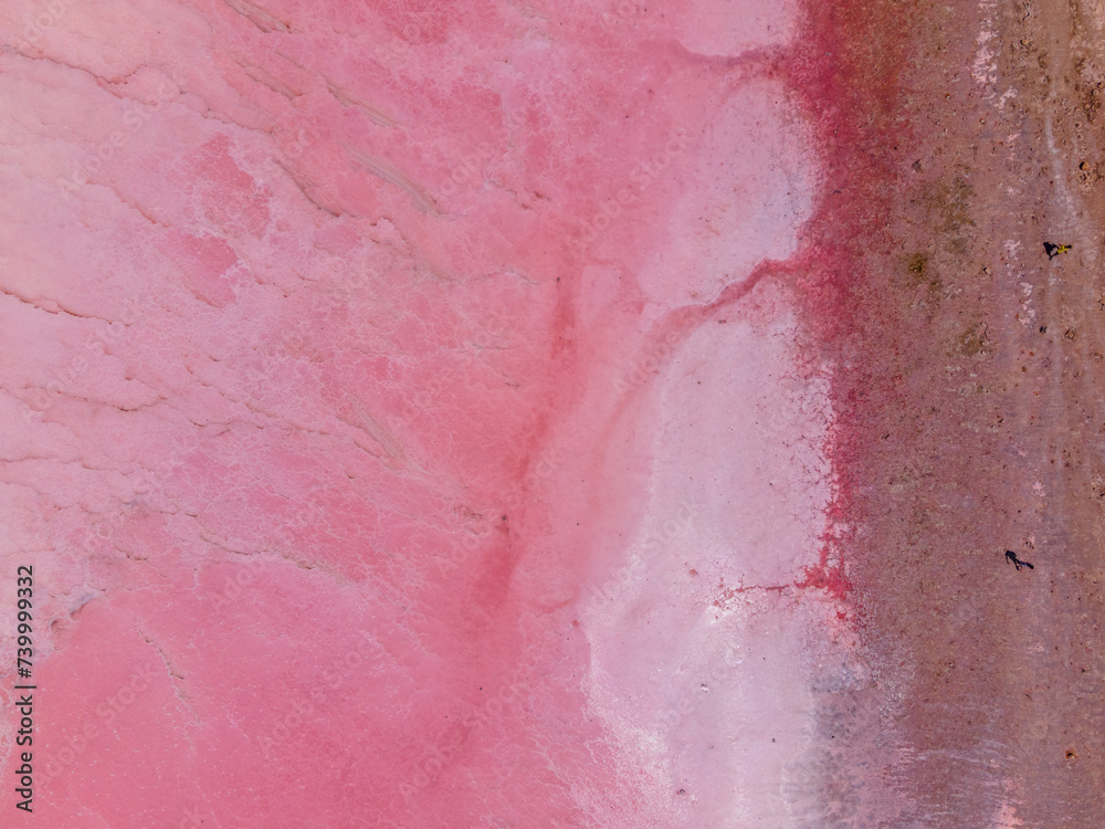 Fototapeta premium Drone Delight: Aerial Perspectives of Port Gregory's Pink Lake, Western Australia
