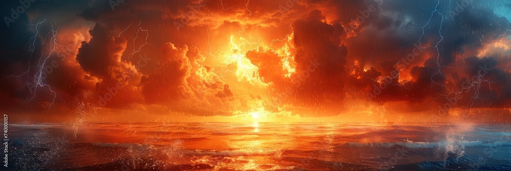 Weather phenomenon pattern with clouds, sun, rain, and lightning, Background Image, Background For Banner Weather phenomenon pattern with clouds, sun, rain, and lightning, Background Image, Background For Banner