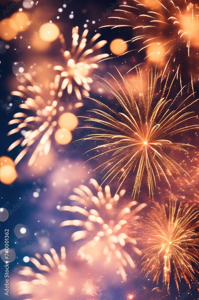 Fototapeta premium Glowing Fireworks and Starry Sparkles