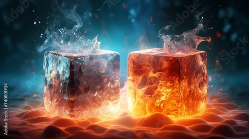 Close-up view of a pile of ice cubes, macro view