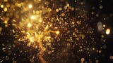 Elegant gold and black background with fireworks and light sparkles. Background for birthday celebrations,