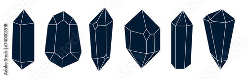 Magic crystal celestial diamond gem boho mistical flat illustration photo