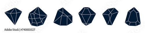 Flat boho crystal gemstone rock flat illustration