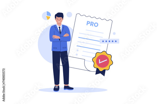 Professional license illustration. Vector flat illustration