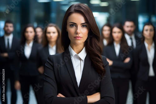 Female business leader commands respect from her team. Concept Leadership, Female Empowerment, Business Success