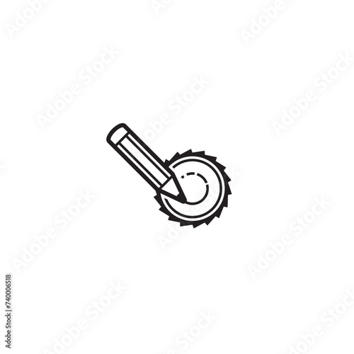 Pencil and Saw Blade logo or icon design