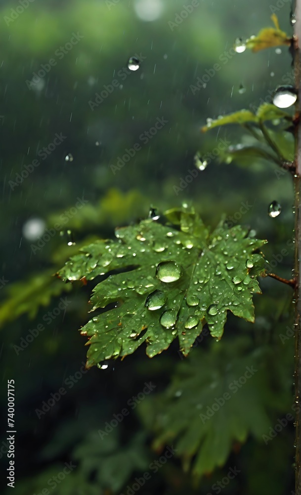 Nature green leaves with raindrops Nature green leaves with raindrops