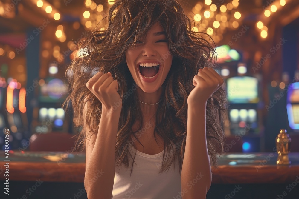 woman playing in a casino woman playing in a casino