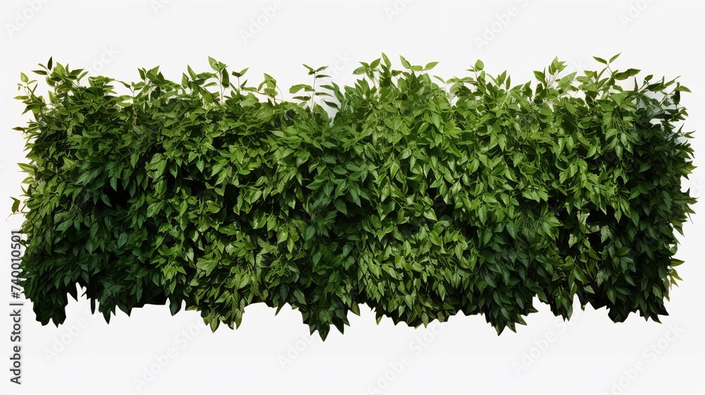 Obraz premium Green Trimmed Bush Hedge Fencing Isolated on Transparent Background