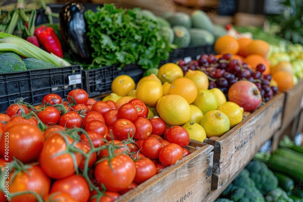 Assorted Fruits and Vegetables on Display