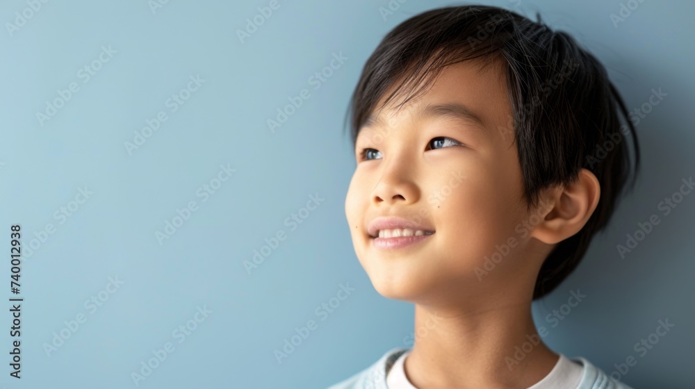 Hopeful Young Boy Gazing Upwards, Dreaming of the Future Hopeful Young Boy Gazing Upwards, Dreaming of the Future