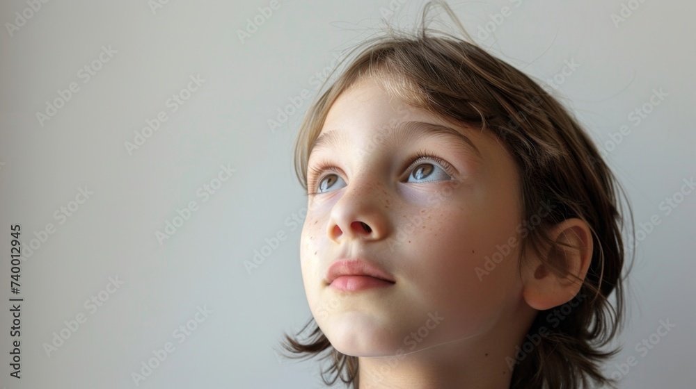 Contemplative Child Looking Thoughtfully, Depth of Young Mind Contemplative Child Looking Thoughtfully, Depth of Young Mind