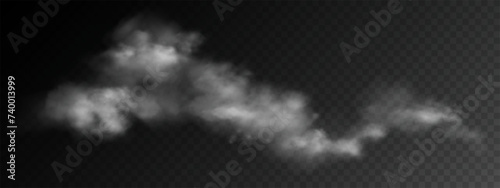 Fog or smoke, white smog clouds on floor, isolated transparent special effect. Vector illustration, morning fog over land or water surface, magic haze. 