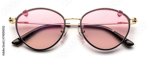 Pink and Gold Sunglasses on White Background