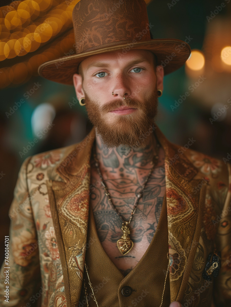 portrait of a steampunk cowboy in a hat - generative ai
