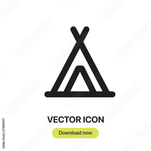 Tent icon vector. Linear-style sign for mobile concept and web design. Tent symbol illustration. Pixel vector graphics - Vector.	
