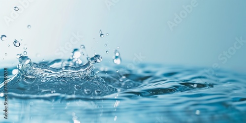 Blue abstract banner background with water, with water drops.