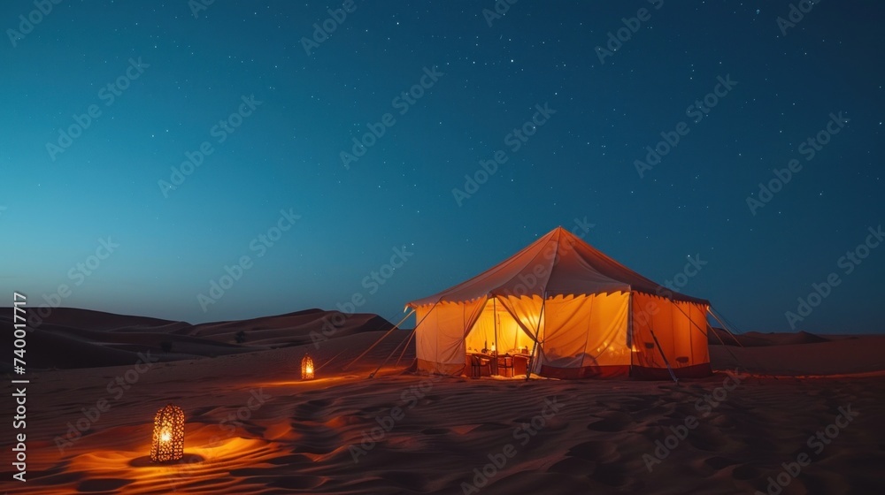 Tent in Desert at Night