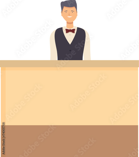 Cute receptionist icon cartoon vector. Work business. Adult desk service