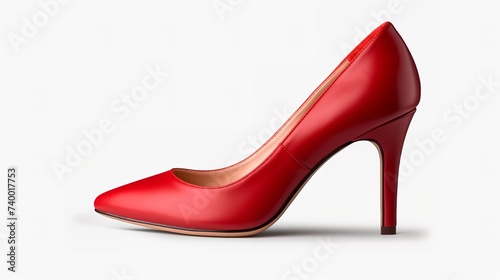 Red Women's Classic Leather Heels Isolated On