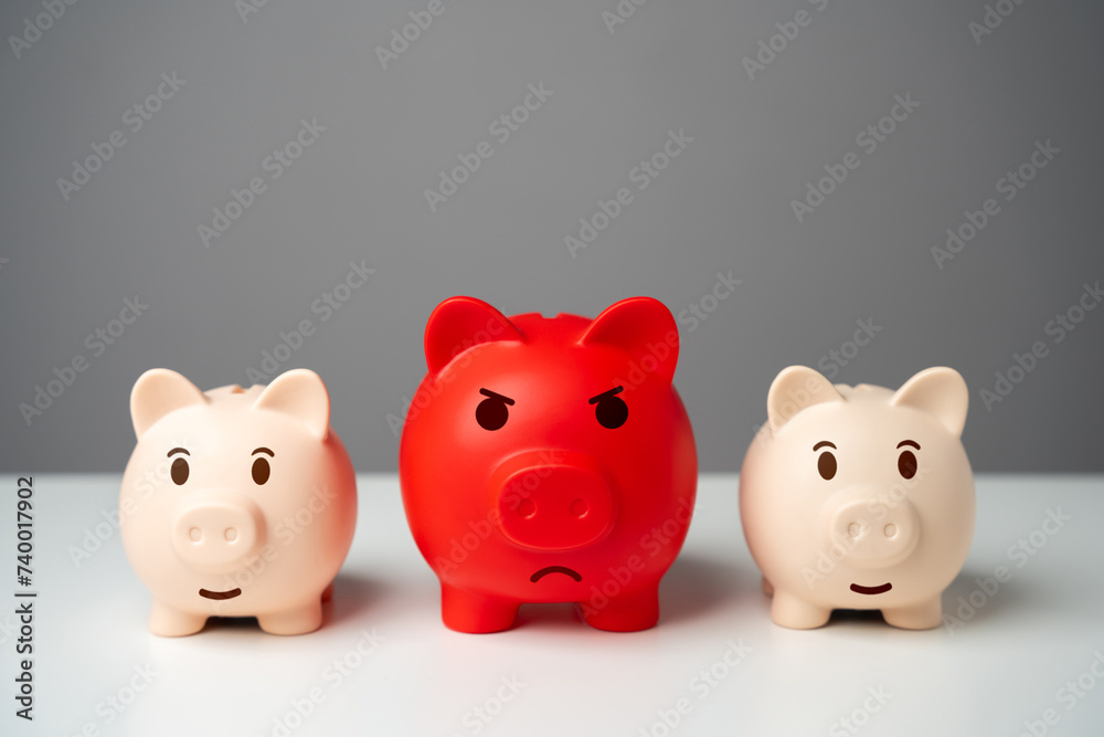 An angry pouty pig among the rest. Overheated financial market. Heavy burden on the budget, high expenses and the likelihood of bankruptcy. Difficult economic conditions. Threat to savings. An angry pouty pig among the rest. Overheated financial market. Heavy burden on the budget, high expenses and the likelihood of bankruptcy. Difficult economic conditions. Threat to savings.